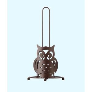Vintage Metal Owl Paper Towel Holder 14" Kitschy Kitchen Decor Birds Retro